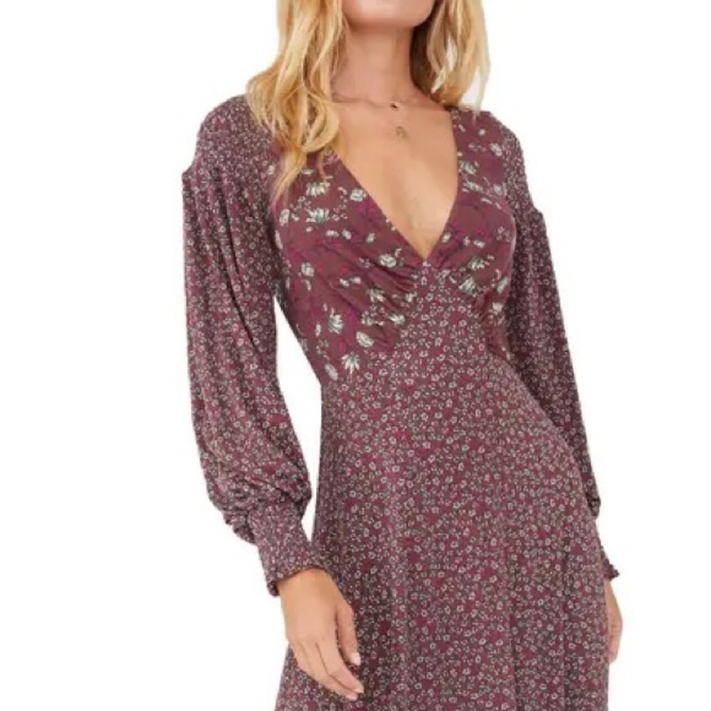 Free People love story maxi dress in winter mixed floral SXS 198$ - Picture 6 of 15